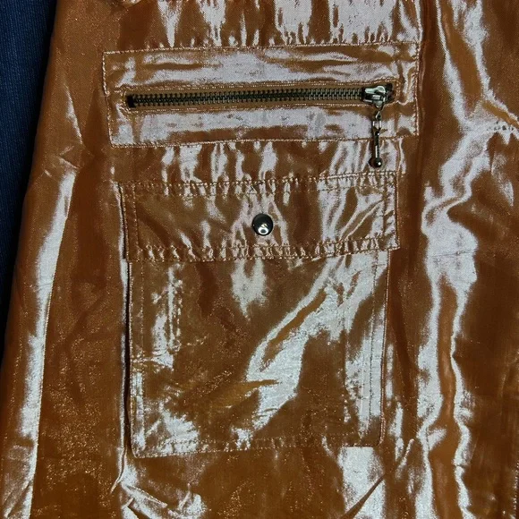 Anthropologie Let me be Metallic Cargo Maxi Skirt with Front Slit - Picture 8 of 12